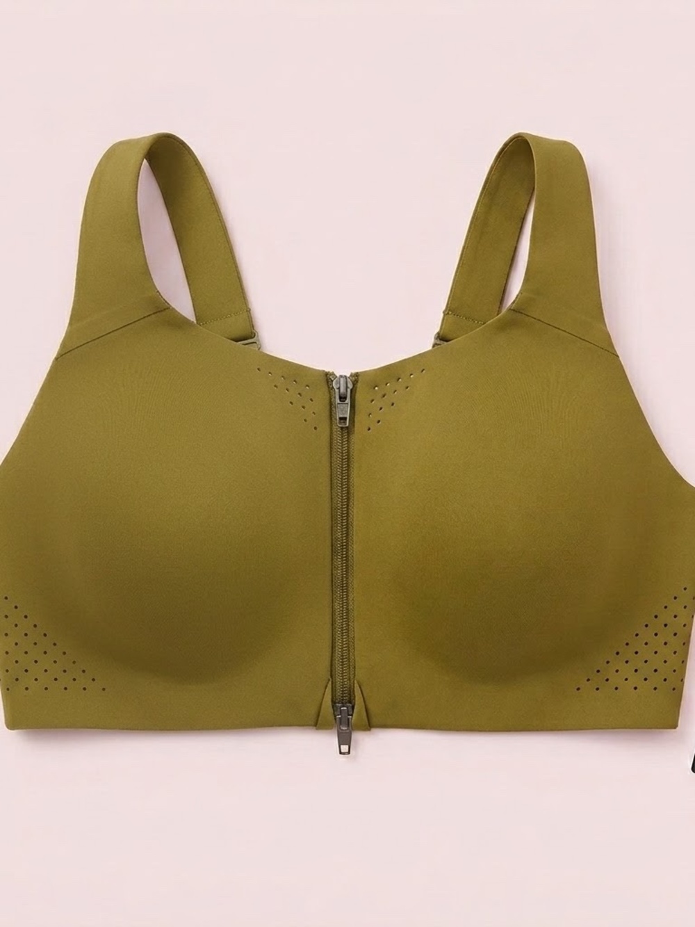 NWT Victoria's Secret VSX Olive Green Front-Zip Sports Bra 38DD